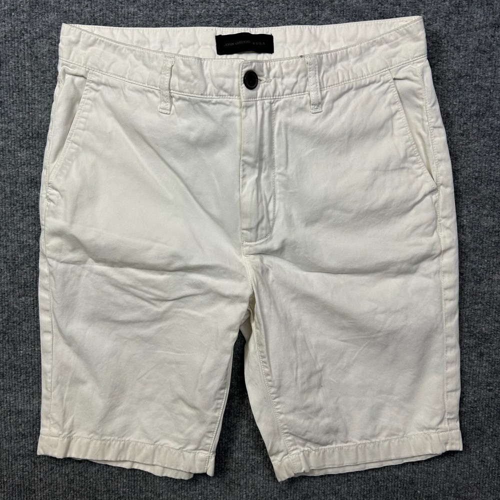 John Varvatos Star U.S.A. Chino Shorts Mens 30 White Good Flat Front Cotton